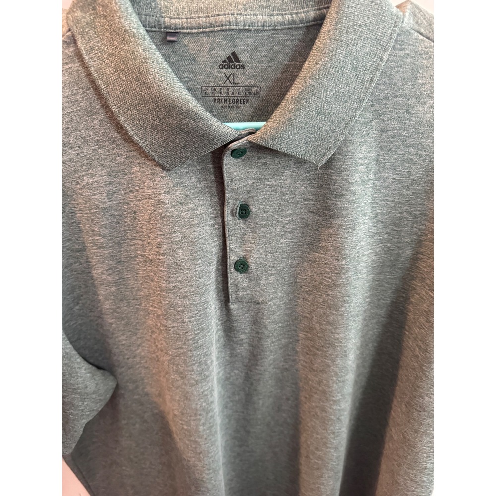 Adidas Mens Primegreen Polo Shirt XL Heathered Grey Short Sleeve Golf Top